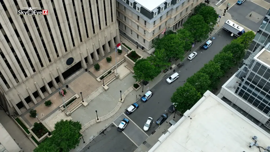 According to the Raleigh Police Department, officers and Wake County deputies responded to a shooting just after 10:30 a.m. in the 300 block of Fayetteville Street near the Wake County Courthouse. (David Hattman/CBS 17)