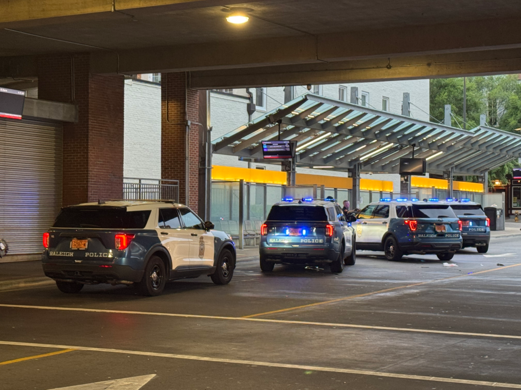 Assault investigation underway on Memorial Day in downtown Raleigh at the Moore Square bus station (Cole Sams/CBS 17)