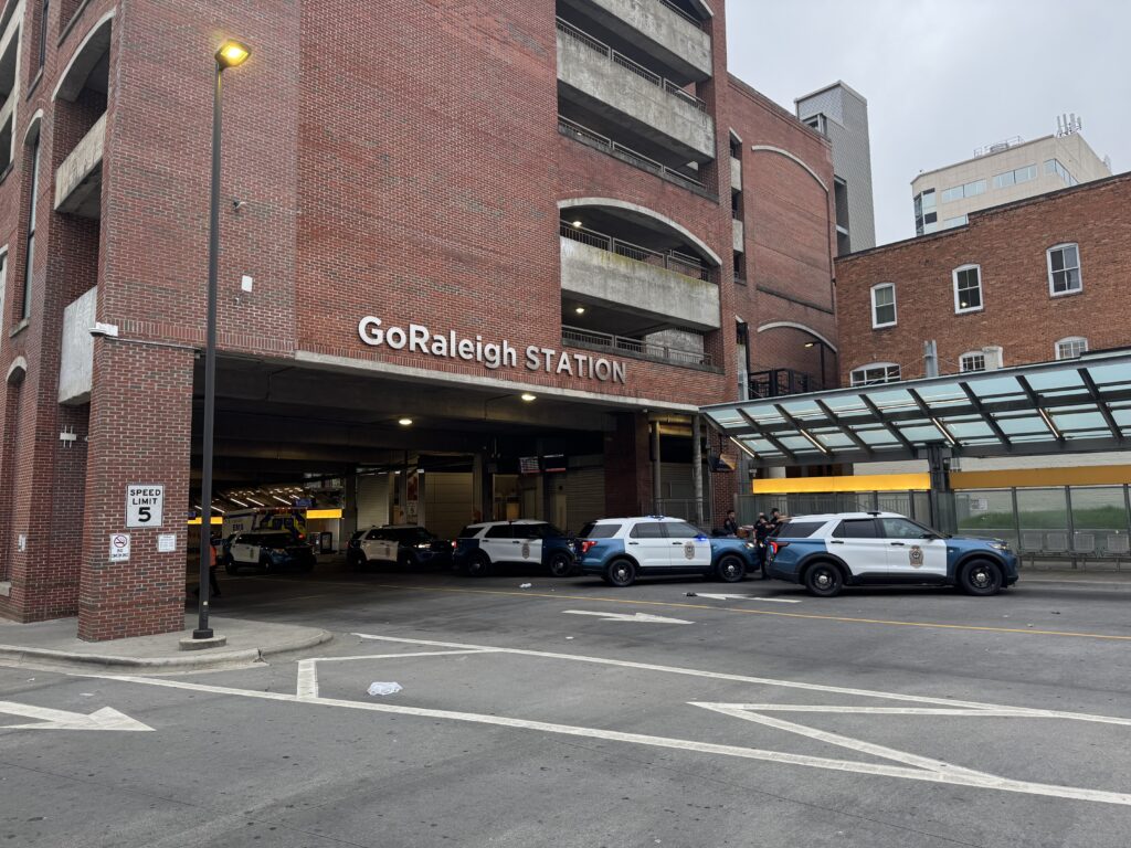 Assault investigation underway on Memorial Day in downtown Raleigh at the Moore Square bus station (Cole Sams/CBS 17)