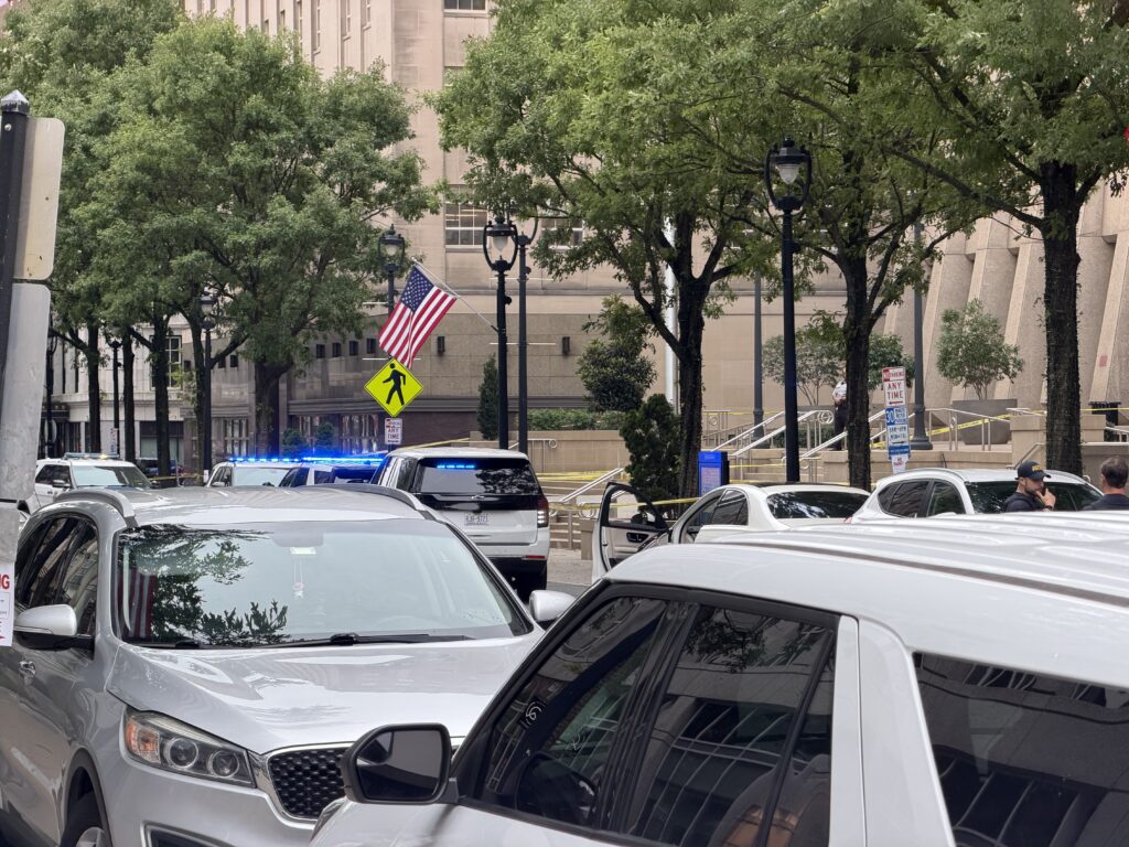 According to the Raleigh Police Department, officers and Wake County deputies responded to a shooting just after 10:30 a.m. in the 300 block of Fayetteville Street near the Wake County Courthouse. (Harrison Grubb/CBS 17)