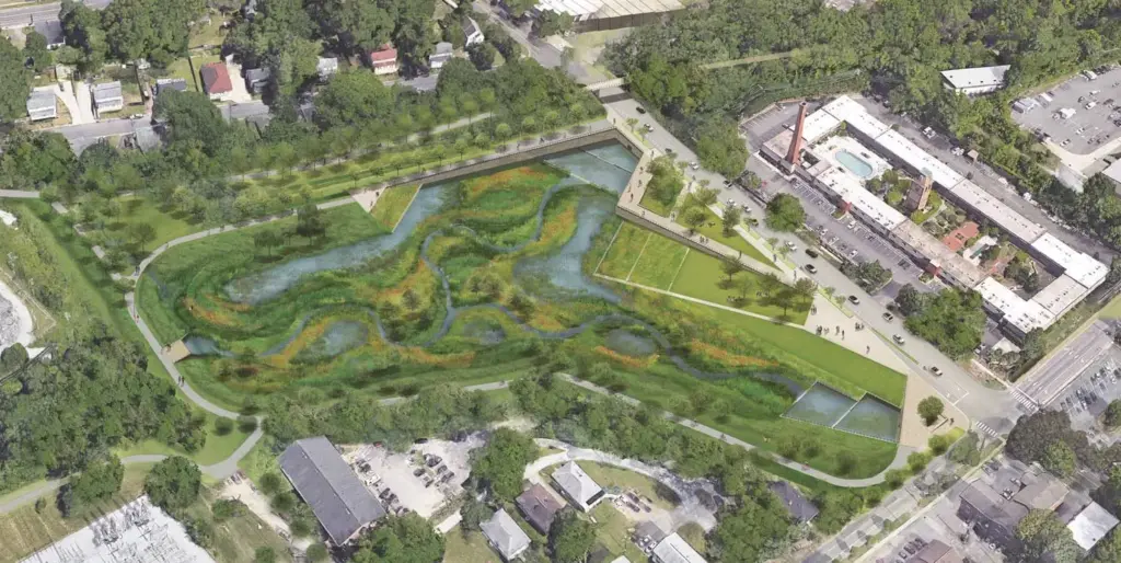 Renderings of Ellerbe stream and wetlands project in Durham (Credit: City of Durham)