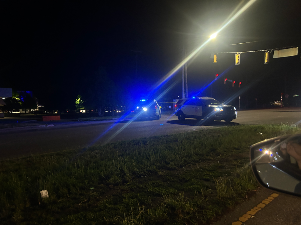 The Raleigh Police Department at the scene of a deadly crash on New Bern Avenue, where a pedestrian was killed. (Haylee Kennedy)