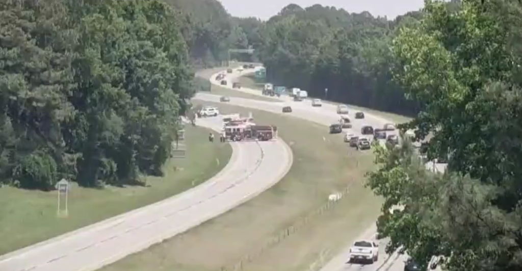 According to NCDOT, the vehicle caught fire just after 2 p.m. on the east side of U.S. 64 near U.S. 264 and Zebulon at mile marker 435. (NCDOT)