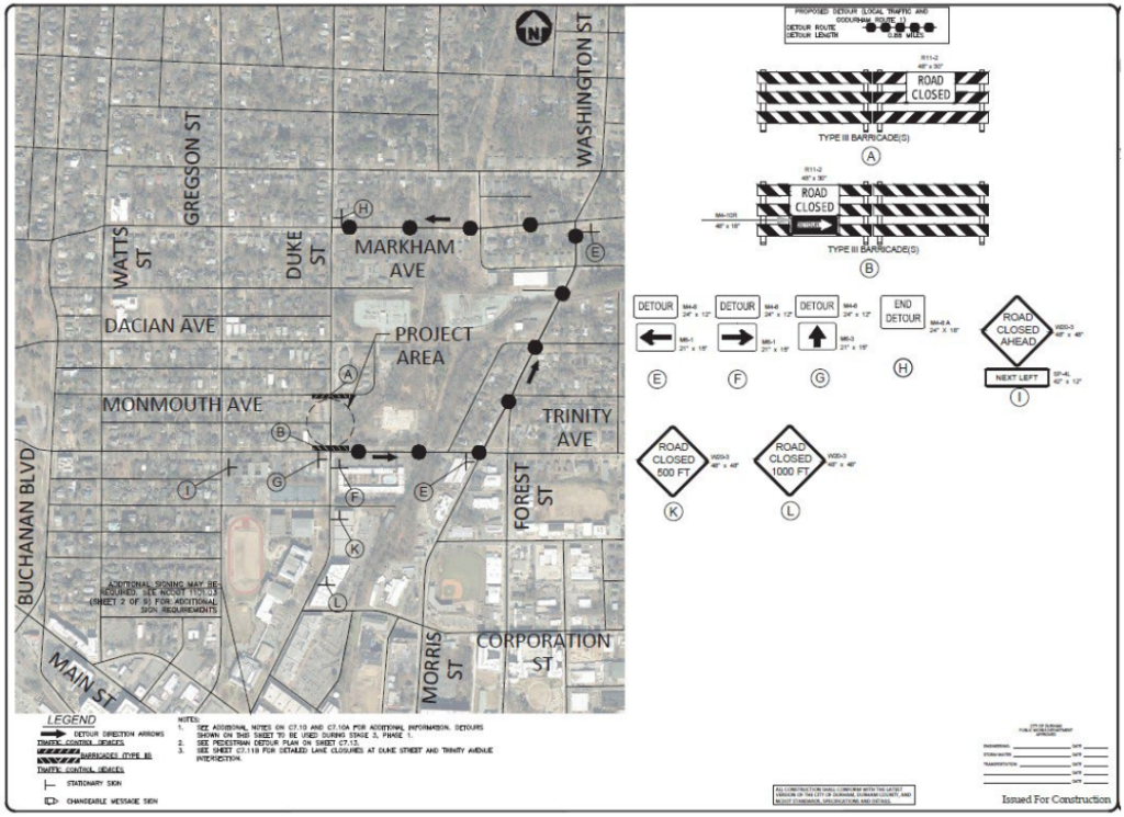 Duke Street Closure Local Traffic Detour (Map from City of Durham)