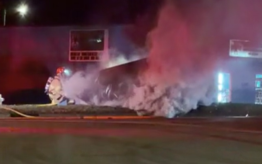 Police investigate Tesla crash, fire on South Saunders Street (Dorez Wynn/CBS 17)