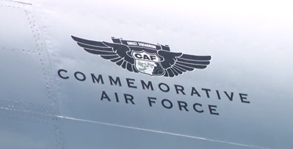 Logo of the Commemorative Air Force on historic WWII aircraft (Dan West/CBS 17)