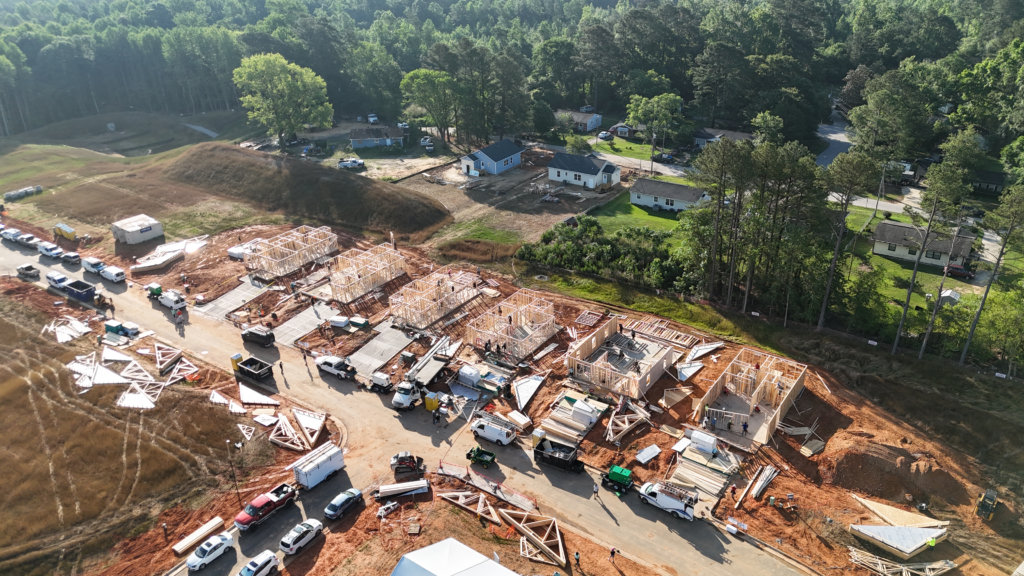 According to Habitat Greater Raleigh, the affordable housing nonprofit and 10 for-profit home builders have partnered with subcontractors and other industry leaders to build the six homes in the Hope Grove neighborhood, a 150-acre property on 1504 Creech Road. (Habitat for Humanity Greater Raleigh)