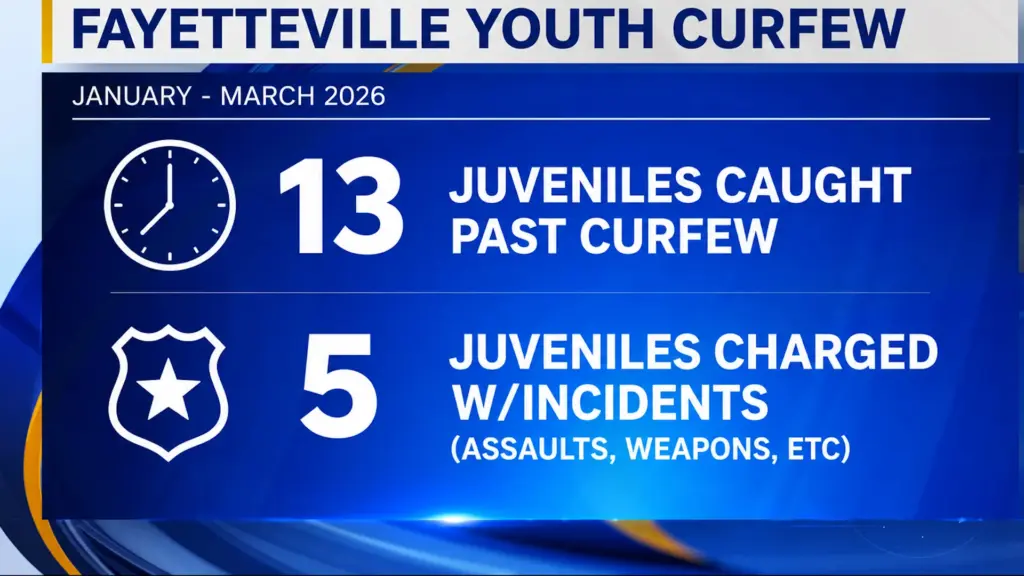 New crime data from the Fayetteville Police Department shows major violent crimes are trending down across the city, with local leaders saying Fayetteville's youth curfew is helping make a difference.