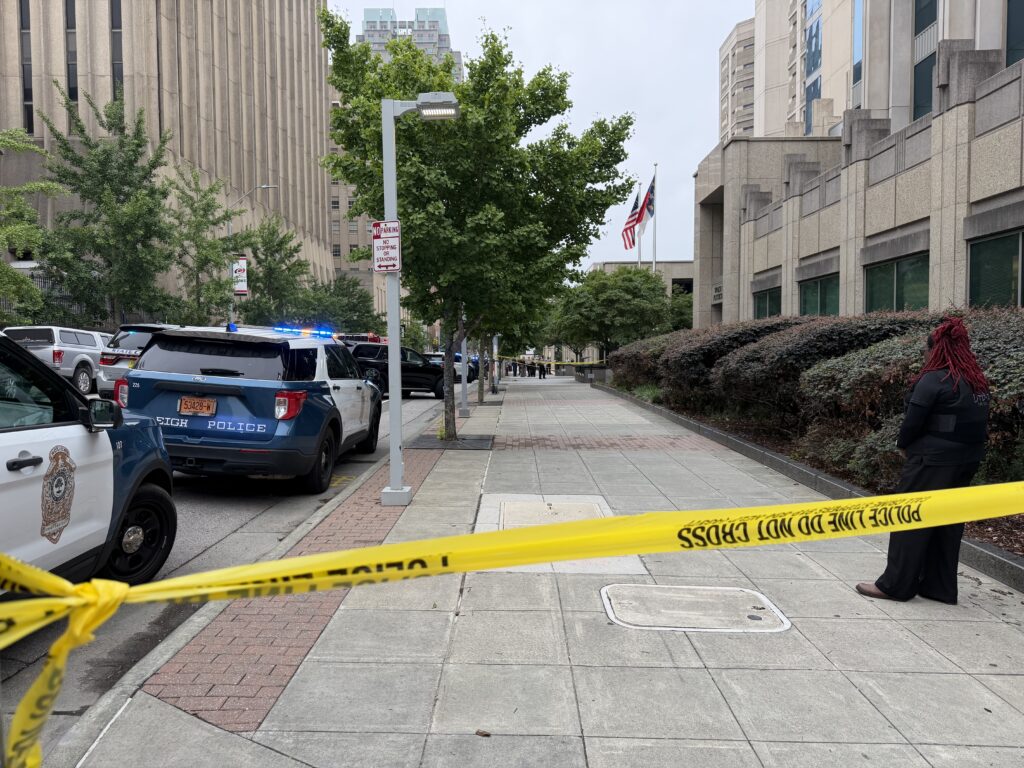 According to the Raleigh Police Department, officers and Wake County deputies responded to a shooting just after 10:30 a.m. in the 300 block of Fayetteville Street near the Wake County Courthouse. (Harrison Grubb/CBS 17)
