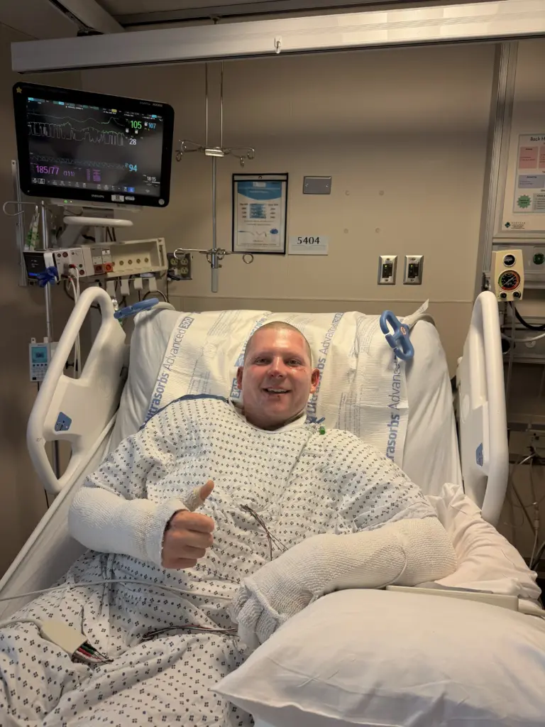 Connor Gecewicz recovering in the hospital after his accident. (Connor Gecewicz)