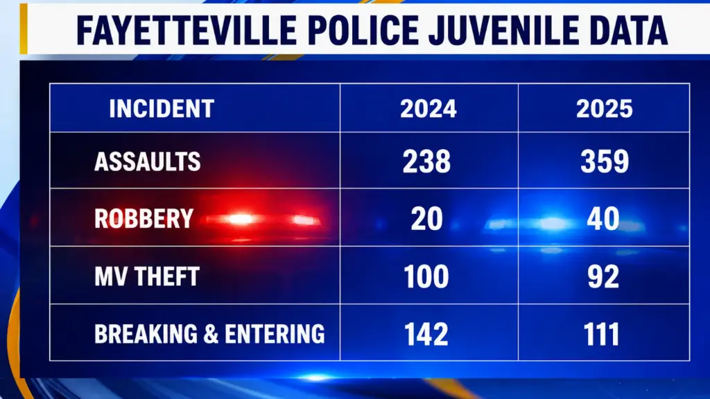 New crime data from the Fayetteville Police Department shows major violent crimes are trending down across the city, with local leaders saying Fayetteville's youth curfew is helping make a difference.