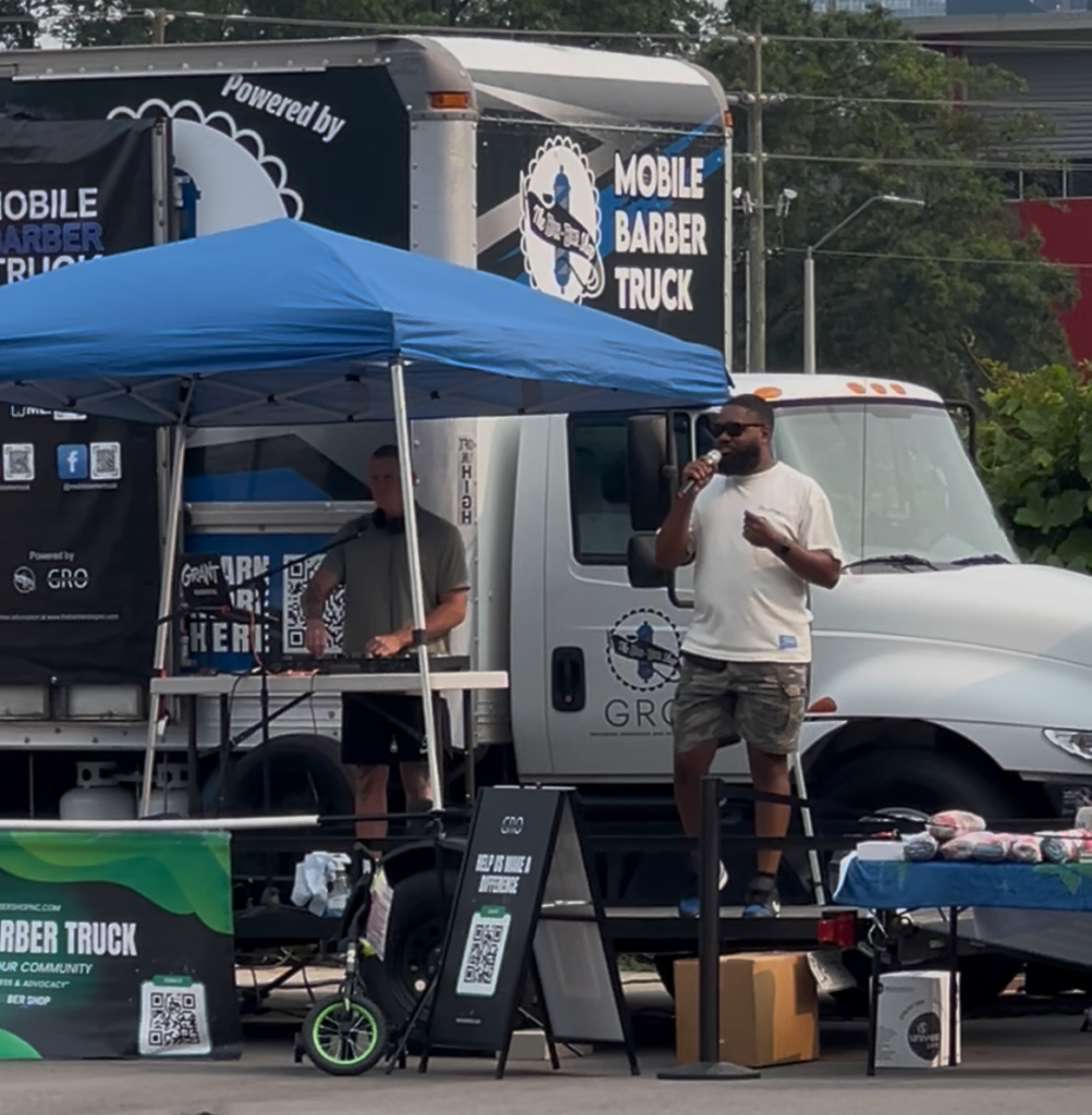 The Bar Ber Shop NC, The Mobile Barber Truck, and nonprofit GRO will all come together to host 988 and Skate. (Greg Funderburg/CBS 17)
