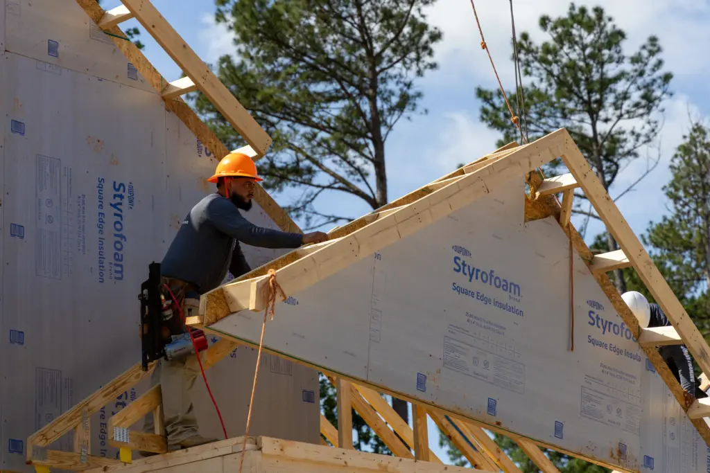 According to Habitat Greater Raleigh, the affordable housing nonprofit and 10 for-profit home builders have partnered with subcontractors and other industry leaders to build the six homes in the Hope Grove neighborhood, a 150-acre property on 1504 Creech Road. (Habitat for Humanity Greater Raleigh)