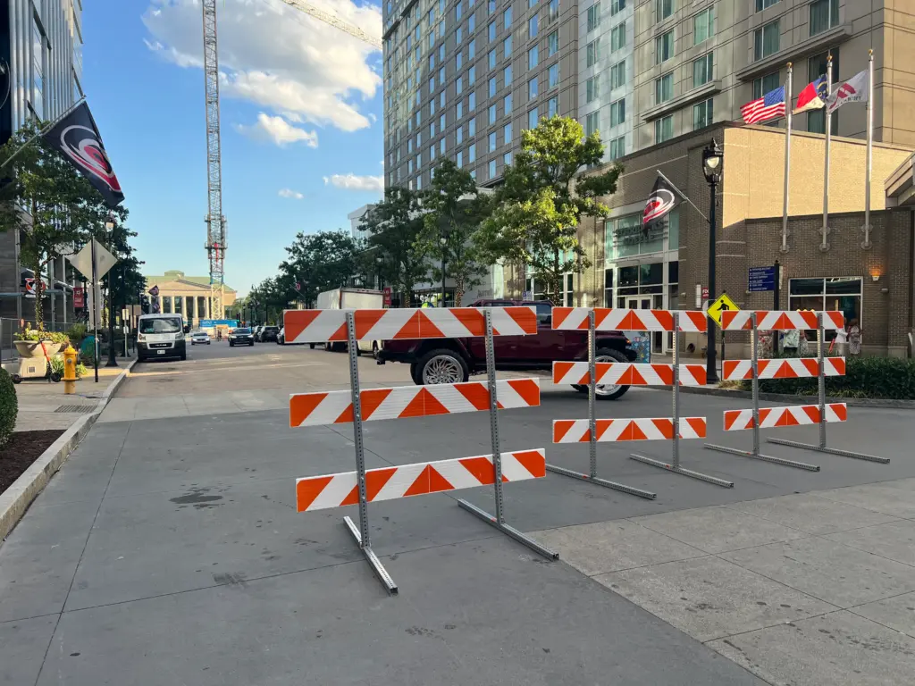 Streets are blocked off to traffic ahead of the Carolina Hurricanes' Stanley Cup victory parade. (Greg Funderburg)