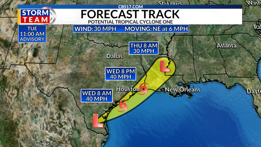 A tropical wave that had been developing and moving over parts of Mexico and Texas could become our first named storm of the season.