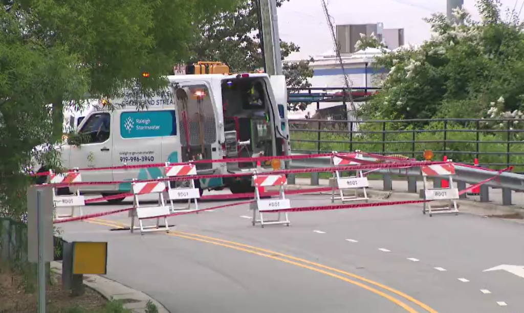 Raleigh emergency crews investigate sinkhole on Yonkers Road