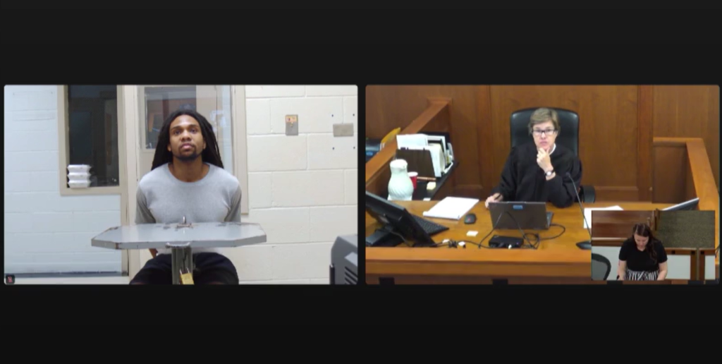Ramone Alston appearing in court via Webex in Orange County
