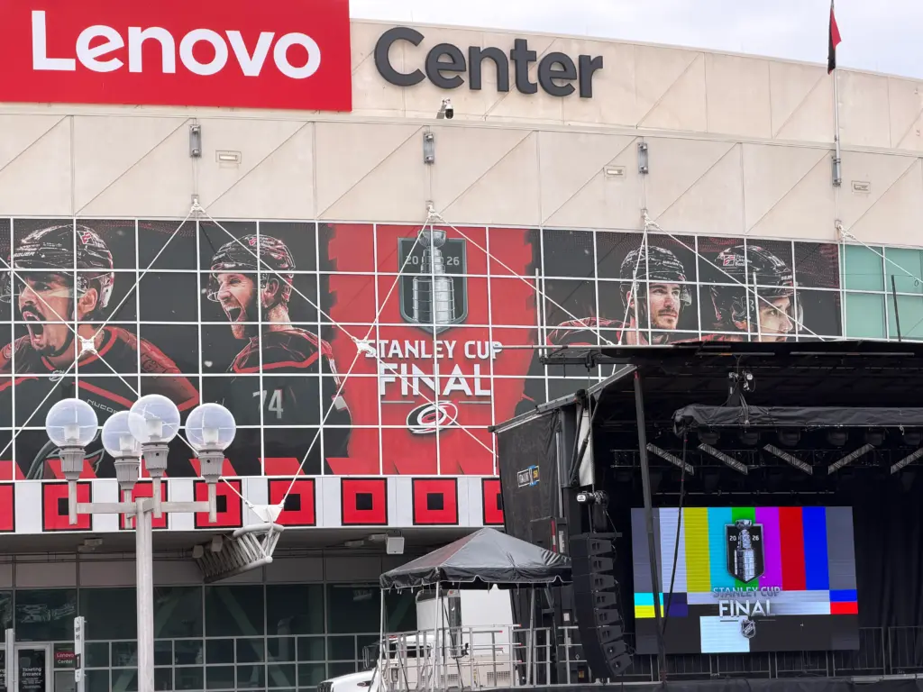 The outside of Lenovo Center on June 1, 2026. (Harrison Grubb/CBS 17)