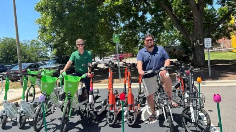According to City of Raleigh officials, the new parking areas were created through a partnership between Raleigh Transportation, Lime, and Spin following a three-month pilot program in 2025 to determine if people would use shared scooters and bicycles. (City of Raleigh)