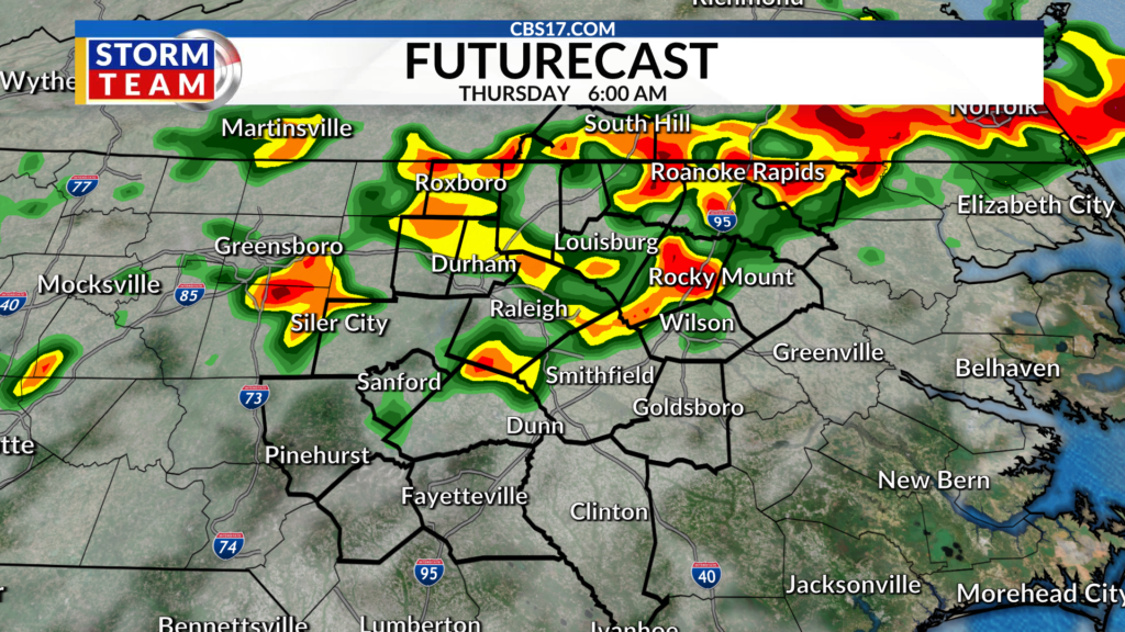 Heavy rain, damaging wind gusts, and isolated tornadoes are possible tonight into Thursday as a slow-moving cold front slides through the area.