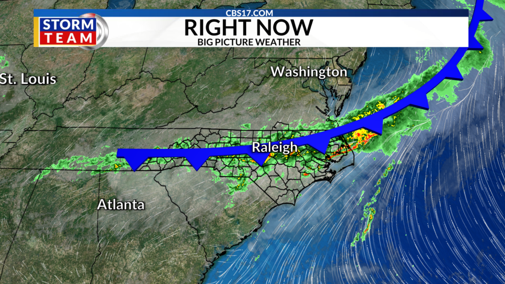 After hours of persistent, and sometimes heavy, rain, the slow-moving cold front is slowly moving out of the area.
