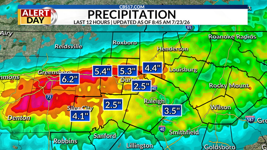 After hours of persistent, and sometimes heavy, rain, the slow-moving cold front is slowly moving out of the area.