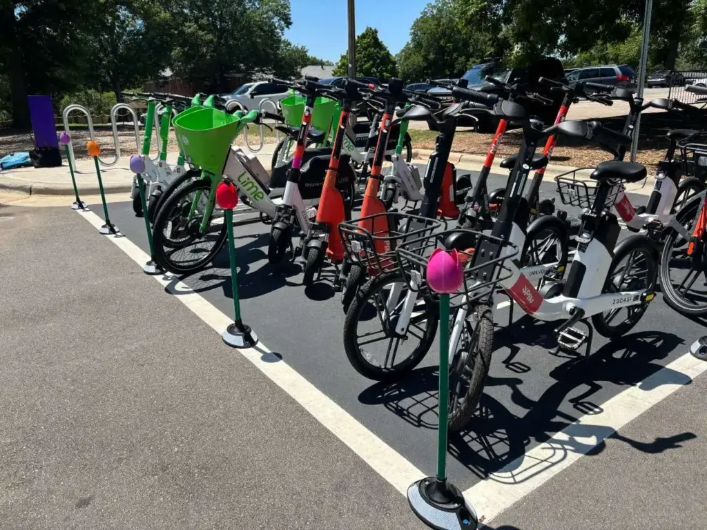 The project also features Tulip Cycle Delineators, traffic markers with flower designs. More will be installed at the remaining locations by the end of the year, according to city officials. (City of Raleigh)