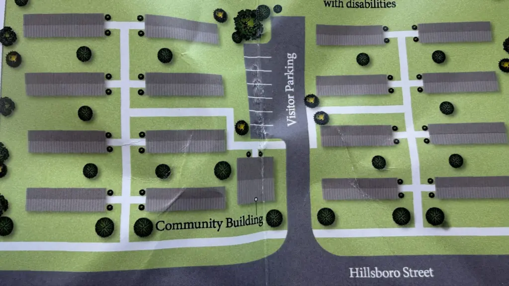 A map of the proposed tiny home village for homeless veterans in Fayetteville. (Justin Moore)