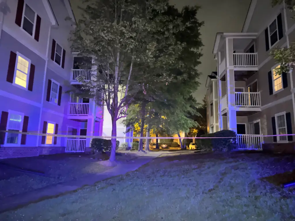 According to the Durham Police Department, officers responded on Sunday just after 9:30 p.m. to a report of shots fired in the 4200 block of Lake Cook Drive near the Avon Crossings Apartments on Kent Lake Drive. (Cole Sams/CBS 17)