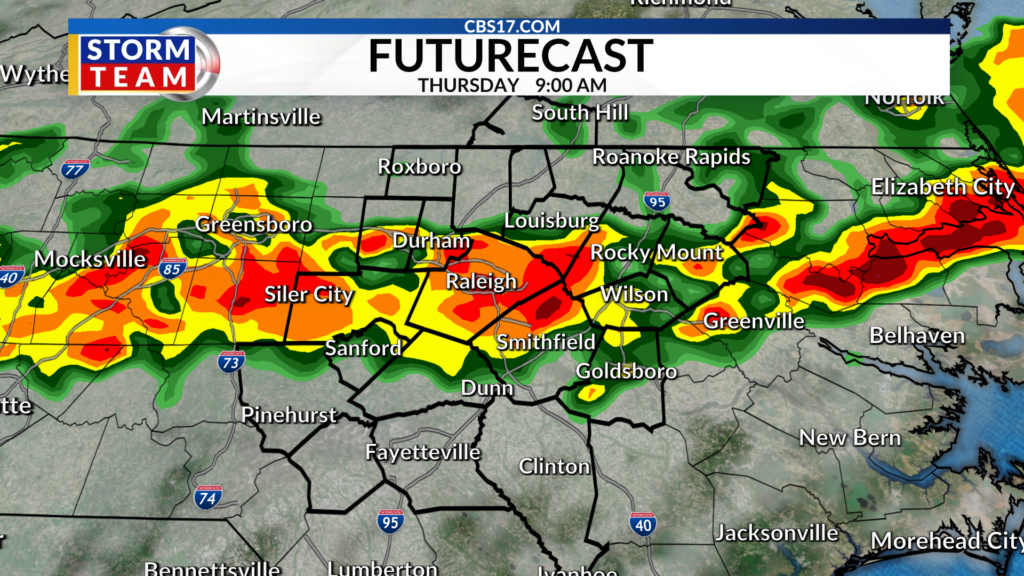 Heavy rain, damaging wind gusts, and isolated tornadoes are possible tonight into Thursday as a slow-moving cold front slides through the area.