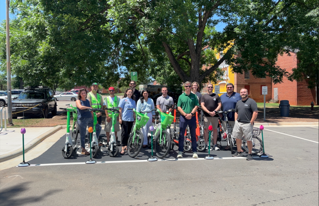 According to City of Raleigh officials, the new parking areas were created through a partnership between Raleigh Transportation, Lime, and Spin following a three-month pilot program in 2025 to determine if people would use shared scooters and bicycles. (City of Raleigh)