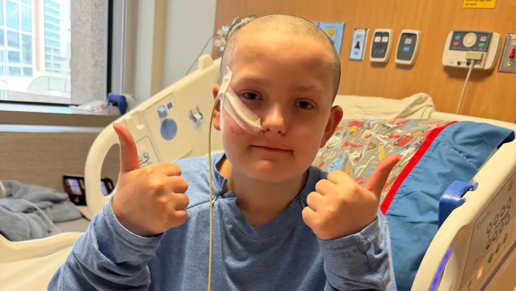 In a heartfelt display of solidarity, seven-year-old Jaxson has taken a bold step to support his cousin, 13-year-old Mason, who is bravely fighting acute myeloid leukemia (AML). (Kelly Maison)