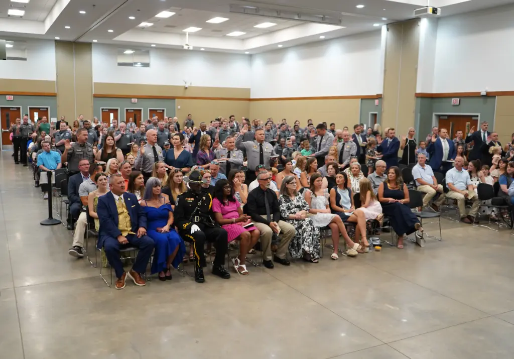 Members of the Chatham County Sheriff's Office take their oaths of office during Sheriff Steve Maynor's swearing-in ceremony, reaffirming their commitment to serving the people of Chatham County. (Chatham County Sheriff's Office)